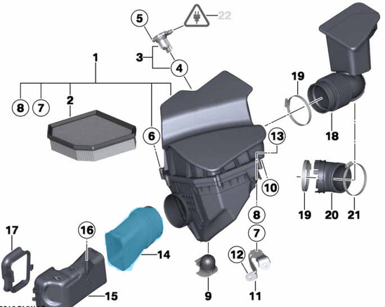 Hava Filtre Borusu / Hava Emiş Borusu. BMW 5 Seri F07, F10, F11, 7 Seri F01, F02. Motor: N20, N52, N53, OEM 13717590592, 7590592