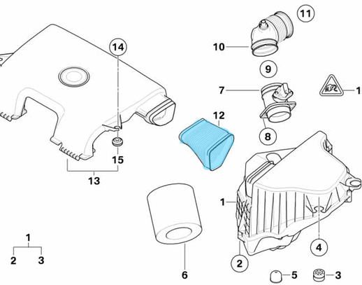 Hava Filtre Borusu / Hava Emiş Borusu. BMW 1 Seri E81, E82, E87, E88, 3 Seri E90, E91, E92, E93, X1 Seri E84. Motor: N43, N46N, OEM 13717523630, 7523630