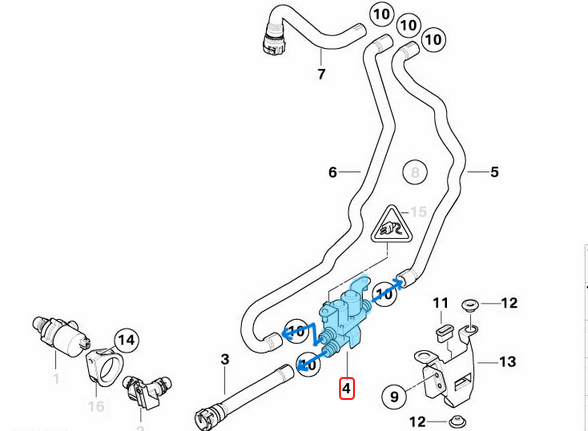 Kalorifer Musluğu BMW X5 Seri E53, E70, F15, M F85, X6 Seri E71, E72, F16, M F86, Motor: N47, N57, M57, OEM 64116910544