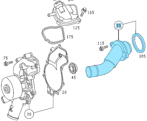 Termostat 92'C ML W163, E Seri W211, S Seri W220 Motor: OM628 OEM A6282030175