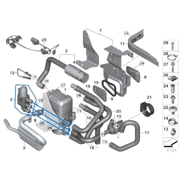 Kalorifer Musluğu BMW 3 Seri F30, 5 Seri F07, F10, 6 Seri F06, F12, 7 Seri F01-F04, G11, G12, X3 Seri F25, X4 Seri F26, Motor: B47, N20, N47, N53, OEM 64119147347, 64129153079