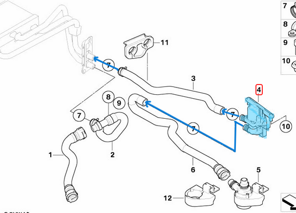 Kalorifer Musluğu BMW 5 Seri E60, E61, 6 Seri E63, X5 Seri E53, Motor: N43, N47, N57, M47, M57 OEM 64118379921, 64116920226
