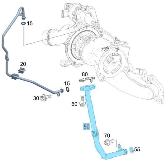 Turbo Yağ Borusu / Turbo Yağ Geri Dönüş Borusu Motor: M260, M270, OEM A2700900577