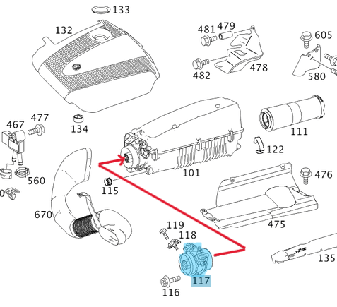 Hava Akışmetre / Hava Debimetre / Hava Kütleölçer C Seri W203, W204, E Seri W211, S Seri W220, Motor:  OM646, OM647, OM648, OEM A6460940048, 6460940048