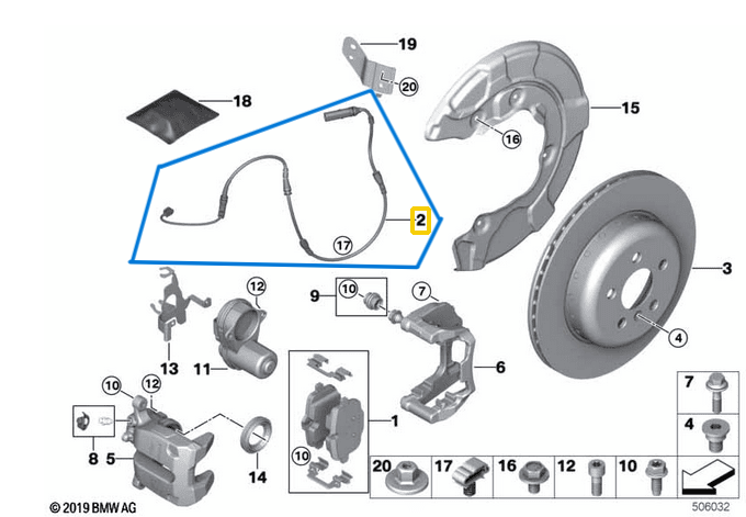 Fren Balata Fişi (Balata Sezicisi) BMW G20, G21, G22, G23 318d-320d ARKA 2020-> OEM 34356870354