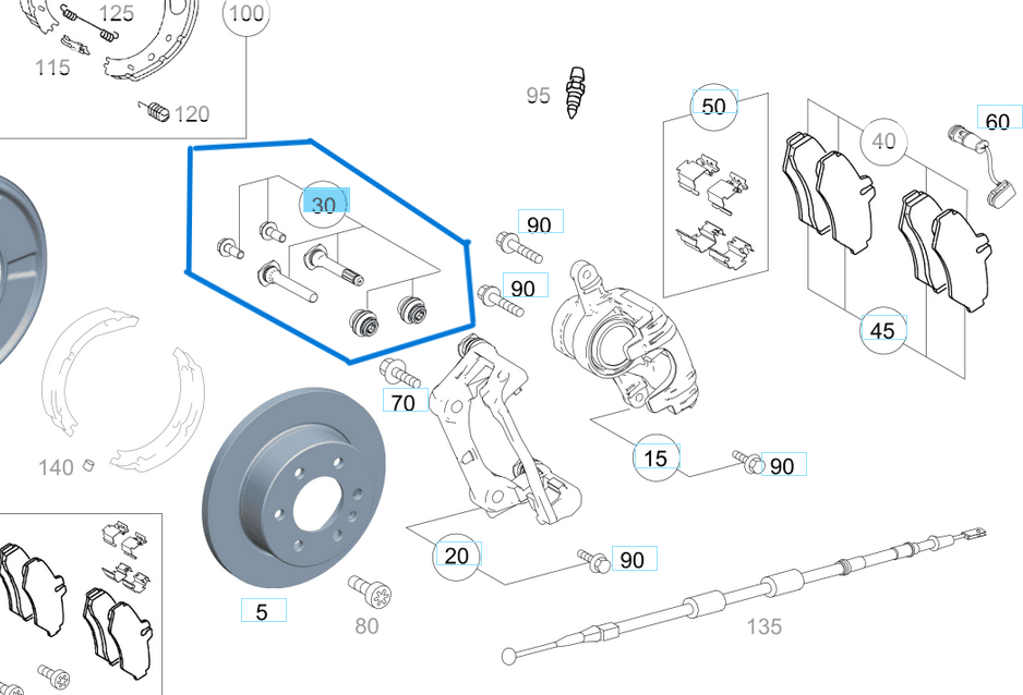Kaliper (Pens) Tamir Takımı Arka SPRINTER W906  515-516 VW CRAFTER OEM A0004230663