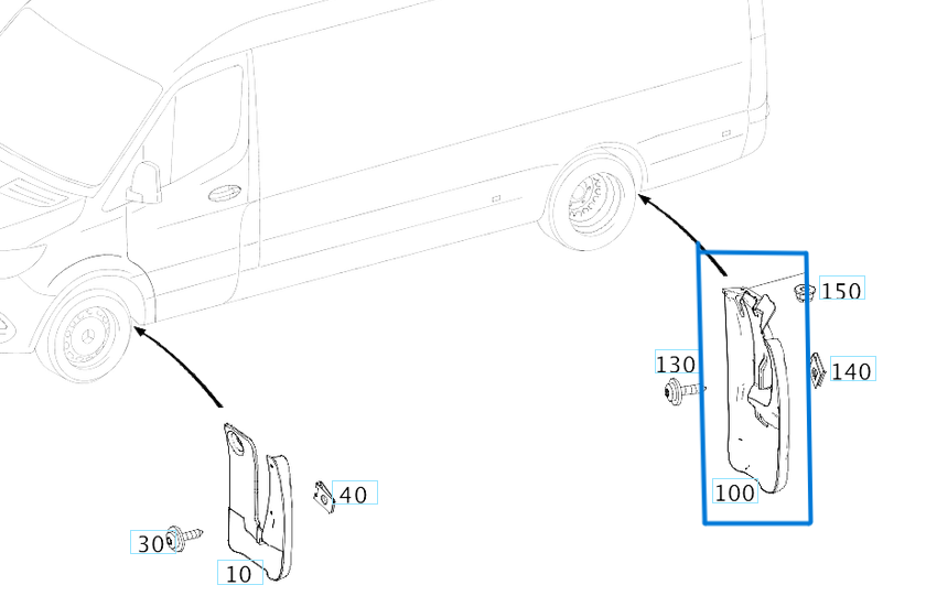 Paçalık Arka Sol SPRINTER W907 OEM A9078891200, A9078890200