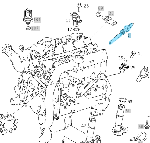 Buji Kızdırma / Isıtma Bujisi 11,5V Motor: OM611, OM612, OM628, OM646, OEM A0011594901, A0011594801, GN003