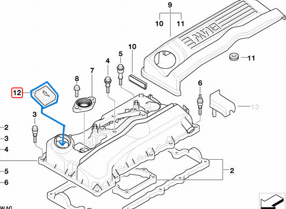 Yağ Dolum Kapağı BMW 1 Seri E87, 3 Seri E46, E90, E91, 5 Seri E60, E61, 6 Seri E63, E64, 7 Seri E65, E66, X3 Seri E83, Motor:M47, M57, N40, N42, OEM 11127500568
