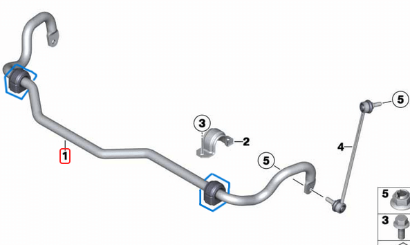 Viraj Demir Lastiği Ön 26mm BMW X3 Seri F25, X4 Seri F26 OEM 31356788710-1, 31356788711-1