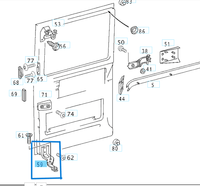 Kapı Kızak Sürgüsü Sağ Alt SPRINTER W901, W902, W903, W904 OEM A9017600128