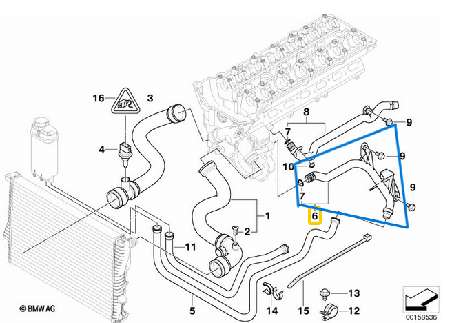 Soğutma Borusu (Blok Su Borusu) BMW E38, E39, E46 3,  5, 7 Seri M52, M54 OEM 11537502525, 11531705220