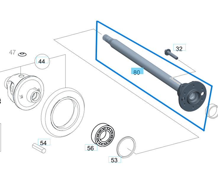 Aks Mili Poryalı Arka Sağ SPRINTER W906 OEM A9063503810, A9063502510