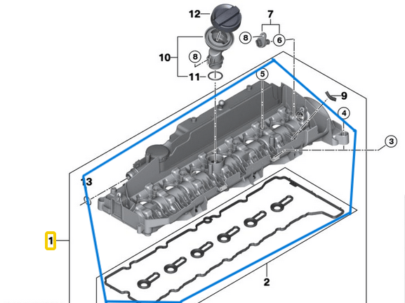 Subap Kapağı / Motor Üst Kapağı / Külbütör Kapağı BMW 3 Seri G20, G21, 5 Seri G30, G31, G30, 7 Seri G11, G12, 8 Seri G14, G15, G16, X3 Seri G01, X4 Seri G02, X5 Seri G05, X6 Seri G06, X7 Seri G07, Motor: B57, OEM 11128571308