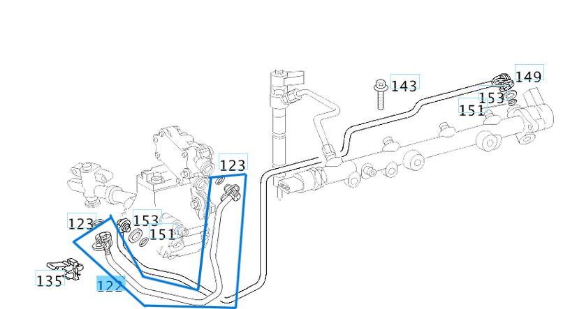 Mazot Ara Hortumu  SPRINTER W901, W902, W903, W904 C seri, W203 OM611, OM612 OEM A6110703432