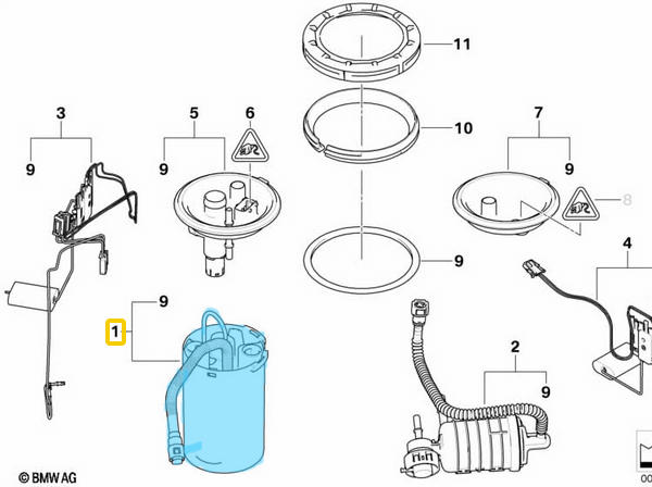 Depo Yakıt Pompası Komple BMW X3 Seri E83,  Motor: M54, N46, OEM 16117159604, 16146766157
