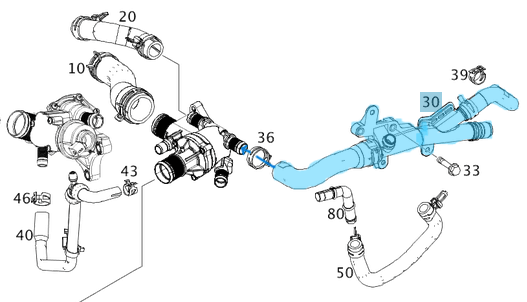 Termostat Hortumu Vito W447  OM622 OEM A6222000082, 140758727R