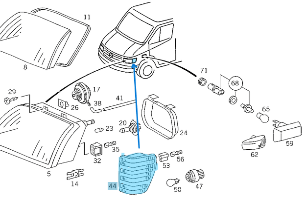 Sinyal Lambası Sol Beyaz Sprinter W901, W902, W903, W904 1995-1999 OEM A9018200121, 9018200121