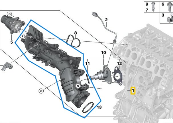 Manifold Emme  / Emme Manifoldu BMW 2 Seri F45, F46, X1 Seri F48, X2 Seri F39, MINI F54, F55, F56, F57, F60, Motor: B47 OEM 11618513653