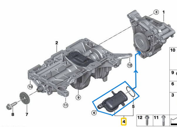 Yağ Pompa Emiş Borusu BMW 2 Seri F22, F23, 3 Seri F30, F31, F34, 4 Seri F32, F33, F36, 5 Seri F10, F11, X1 Seri E84, X3 Seri F25, X4 Seri F26, Motor: N20, N26, OEM 11417603574