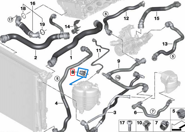 Su Tapası Bakalit 22mm BMW, RR Ghost, Phantom ve MINI OEM 17128515062