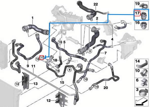 Su Tapası Bakalit 22mm BMW, RR Ghost, Phantom ve MINI OEM 17128515062