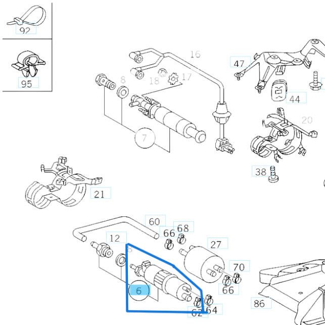 Depo Yakıt (Benzin) Pompası Kablolu W202, W208  C, CLK  Seri M111 OEM A0004706394, A0004705494, A0004704994