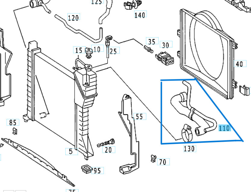 Radyatör Hortumu Üst SPRINTER W901, W902, W903, W904 OM611, OM612 OEM A9015012782