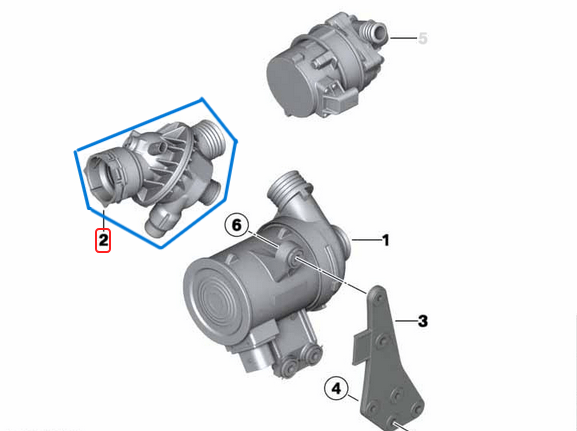 Termostat Komple Gövdeli BMW 1 Seri F20, F21, 2 Seri F22, F23. F87, 3 Seri F30, F31, F34, 4 Seri F32, F33, F36, X5 Seri F15, X6 Seri F16, Motor: N55, OEM 11537598865, 11532394968