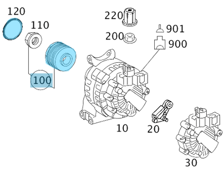 Şarj Dinamo Kasnağı / Alternatör Kasnağı A Seri W168, W169, B Seri W245, Vaneo W414 Motor: OM640, OM668, OEM A6401500560, A6401500160