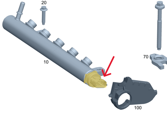 Yakıt Basınç Sensörü / Enjektör Yakıt Dağıtıcı Boru Müşürü C Seri W205, E Seri W213, Vito W447, Motor: OM622, OM626 OEM A6260700095-1, 6260700095-1, 0281006191, 0281006036