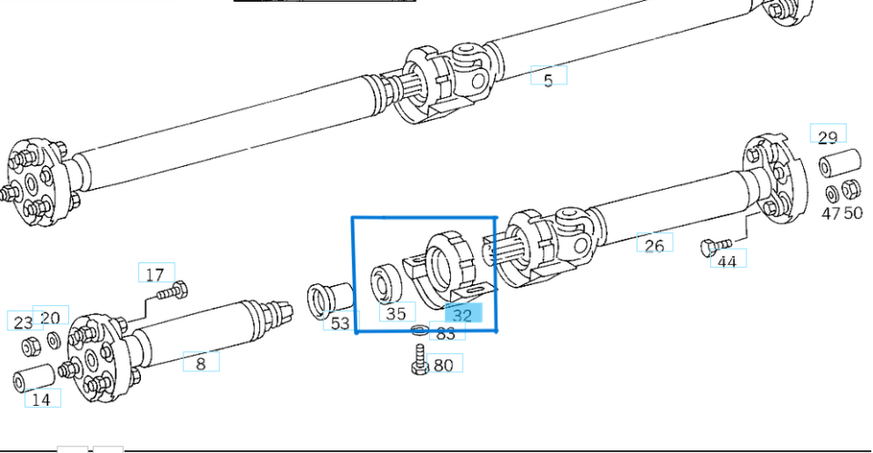 Şaft Askısı Bilyalı W202  C SERI OEM A2024100581, A2024100381
