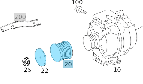 Şarj Dinamo Kasnağı / Alternatör Kasnağı ML W164, S Seri W221, R Seri W251 Motor: OM642, OM629, OEMA6291500060