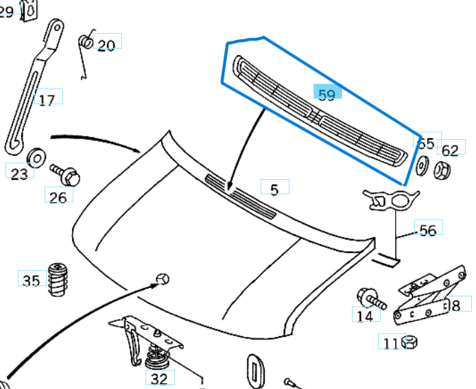 Kaput Izgarası SPRINTER W901, W902, W903, W904 OEM A9018300218