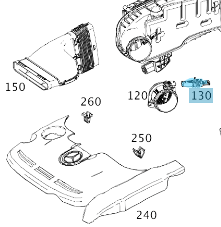 Hava Akışmetre Müşürü / Debimetre Sensörü / Isı Sensörü / İnterkol Isı Sensörü A Seri W176, W177, ML W166, C Seri W204, W205, E Seri W211, W212, W213, S Seri W221, Vito W639,  Motor: M270, M274 OEM A2769050000