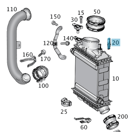 Hava Akışmetre Müşürü / Debimetre Sensörü / Isı Sensörü / İnterkol Isı Sensörü A Seri W176, W177, ML W166, C Seri W204, W205, E Seri W211, W212, W213, S Seri W221, Vito W639,  Motor: M270, M274 OEM A2769050000
