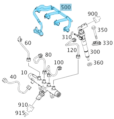 Mazot Geri Dönüş Hortumu Vito Seri W447, Motor: OM651,  OEM A6070700332, 166714557R