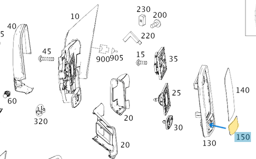 Ayna Camı Alt Sol Yuvarlak Göbek OEM Kalite Sprinter W906, VW Crafter, OEM A0028113933, 0028113933
