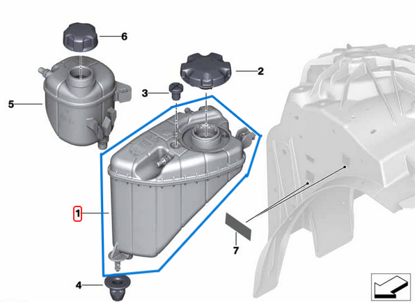 Radyatör Yedek Su Deposu (Kapaksız). BMW 5 Seri G30, G31, 6 Seri G32, 7 Seri G11, G12, 8 Seri G14, G15, G16, Motor: B46, B48, OEM 17139846642