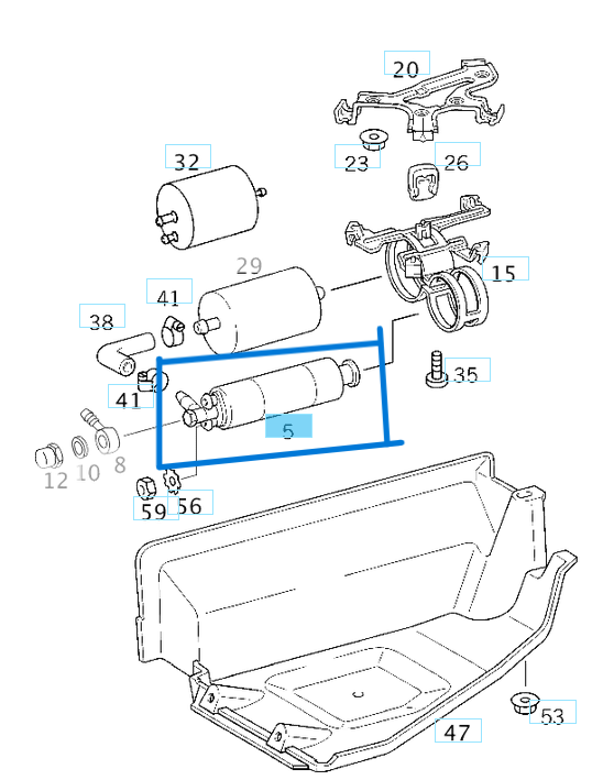 Yakıt (Benzin) Pompası Depo Dışı W124, W140, W202, W210, W220 Motor: M111, M112, M113, M104, M119 OEM A0004707894, A0004709594, A0004705994