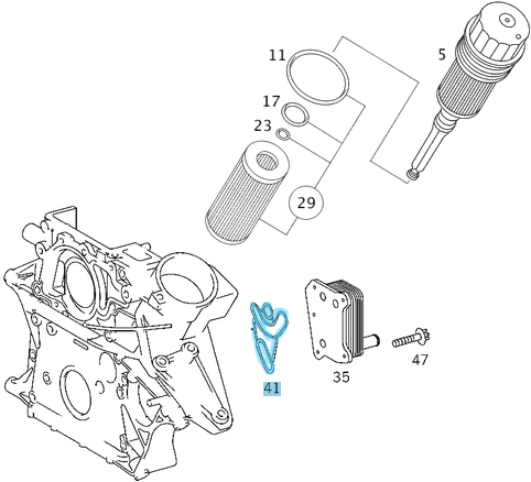 Yağ Filtre Kazanı Contası / Yağ Radyatör Contası Motor: OM611, OM612, OM613, OM646, OM647, OM648, OEM A6111840280, 6111840280