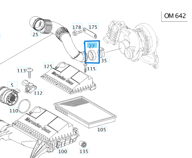 Turbo Boğaz Contası SPRINTER W906 VITO W639 OM642 OEM A0179970445