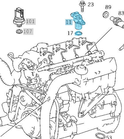 Eksantrik Devir Sensörü / Eksantrik Konum Sensörü Motor: OM611, OM612, OM642, OM646, OM647, OM648, OEM A0051531328, A0031539728
