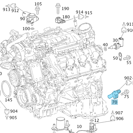 Krank Devir Sensörü / Krank Konum Sensörü / Vuruntu Sensörü Motor: M271, OM626, OM642, OEM A6429050000, A6421530728