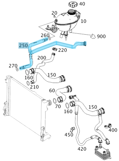 Radyatör Yedek Su Depo Hava Tahliye Hortumu  W211  E SERI M274 OEM A2125013925, A2125013425