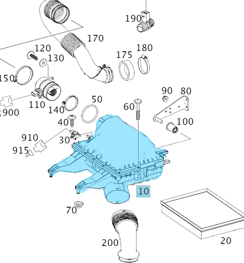 Hava Fitre Kazanı/Hava Filtre Kutusu Sprinter W906 Motor: OM642, OM646 OEM A9065280300, A0000905001, 9065280300, 0000905001
