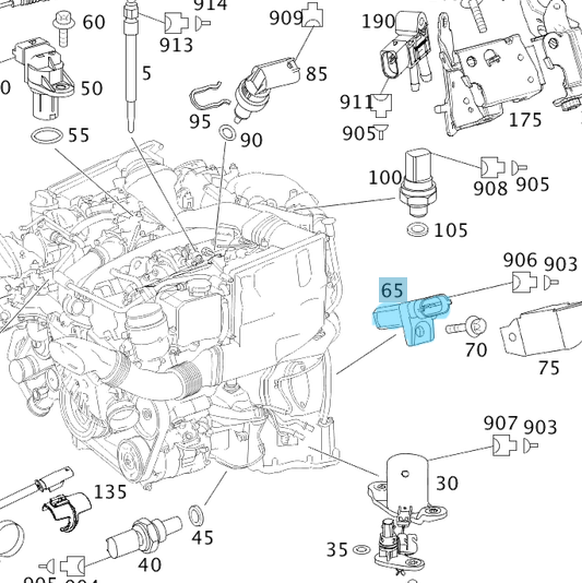 Krank Devir Sensörü / Krank Konum Sensörü / Vuruntu Sensörü Motor: M271, OM626, OM642, OEM A6429050000, A6421530728