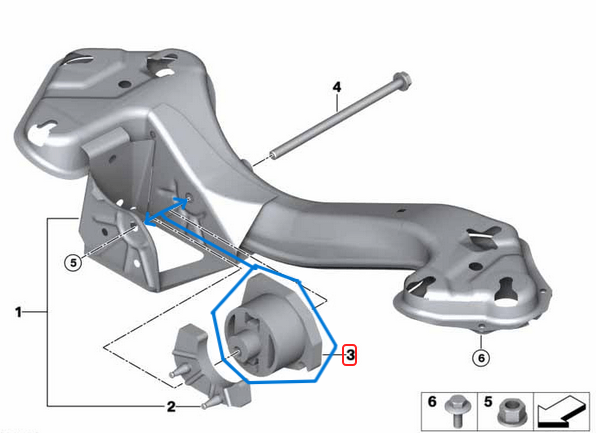 Şanzıman Kulağı / Şanzıman Takozu BMW 5X Seri E53, Motor: M54, M57, OEM 22316754088, 22316751760