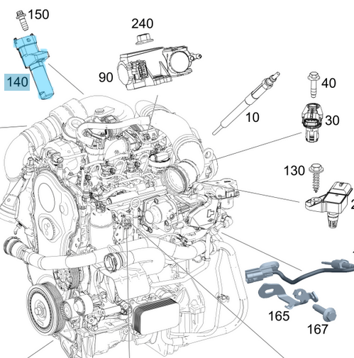 Krank Devir Sensörü / Krank Konum Sensörü / Vuruntu Sensörü Motor: M271, OM626, OM642, OEM A6429050000, A6421530728