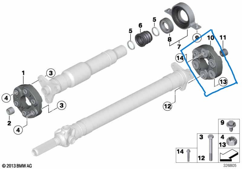 Şaft Köselesi / Şaft Takozu BMW E34, E36, E39, E46, E53, E70, E90, F10, F20, F30 OEM 26117511454, 26111209168